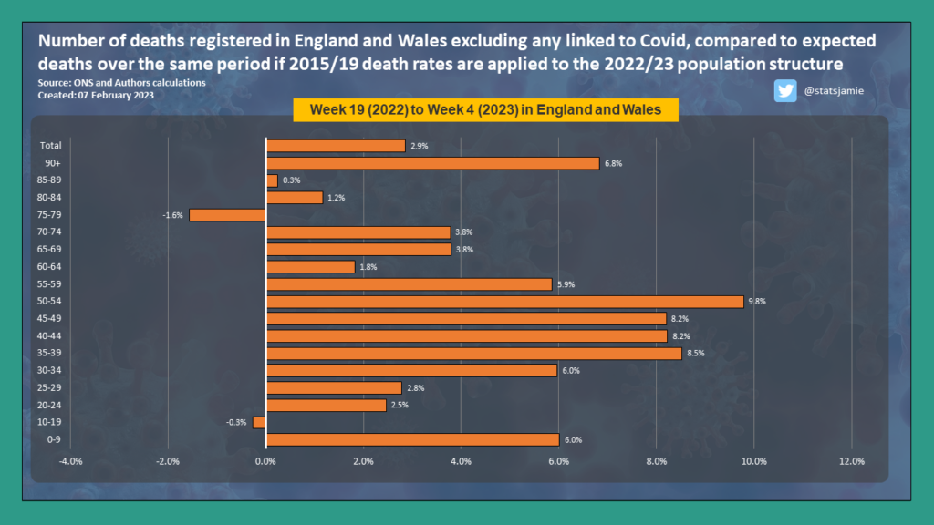 Non-Covid excess deaths by ahe